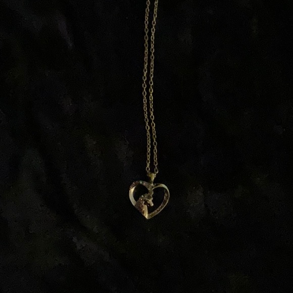 Unicorn in a heart pendant necklace.  0201 - Picture 5 of 5